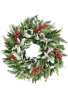 4.7 4.7 out of 5 stars (8) 24" Realistic Christmas Wreath with Red Berries, Winter Eucalyptus Artificial Faux Evergreen Wreath Greenery Decoration for Front Door Window Home Wall Farmhouse Holiday Outdoor Indoor Décor
