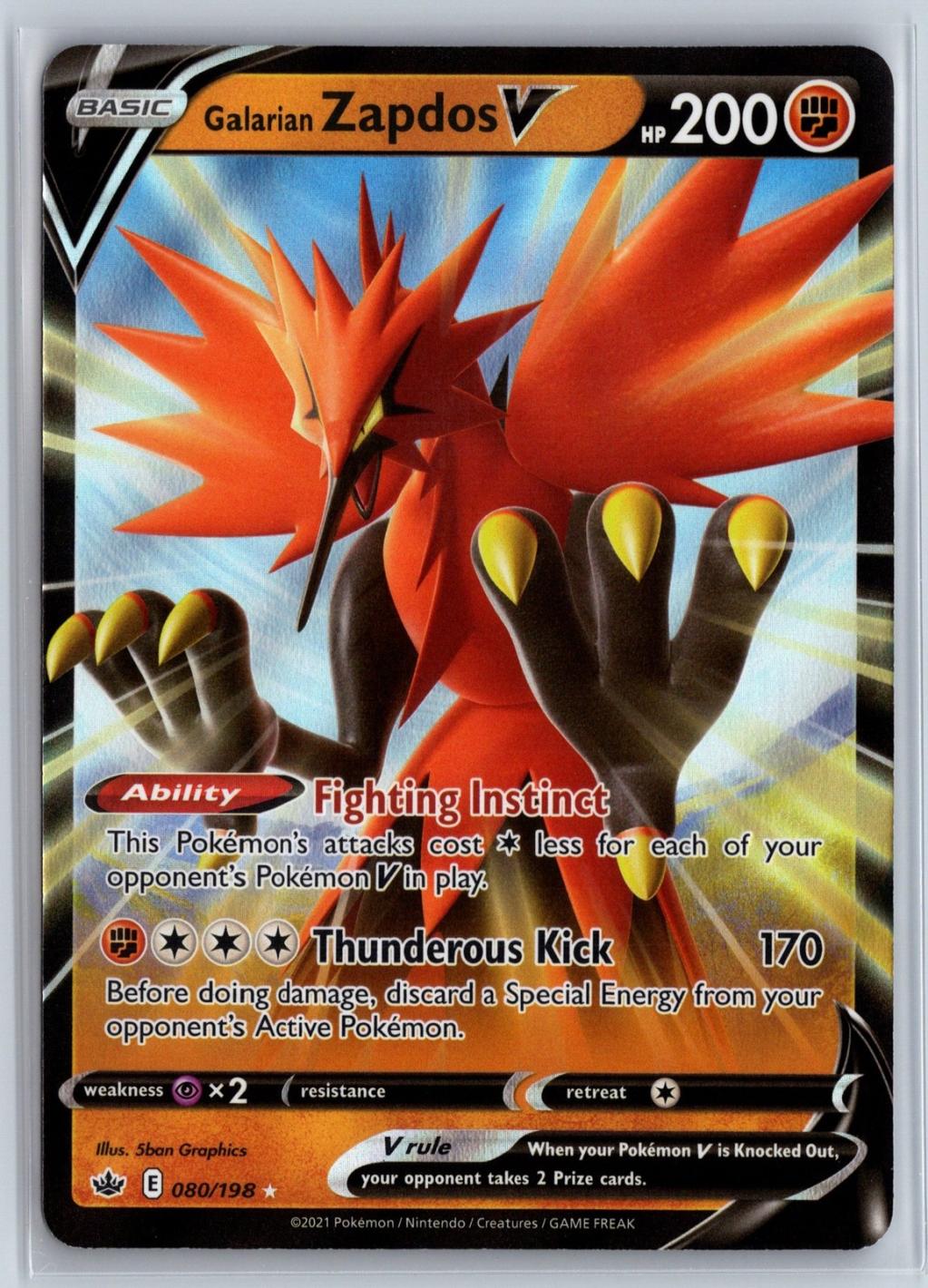 Galarian Zapdos Pokémon TCG Chilling Reign Rare 080/198 Pokemon NM Holo