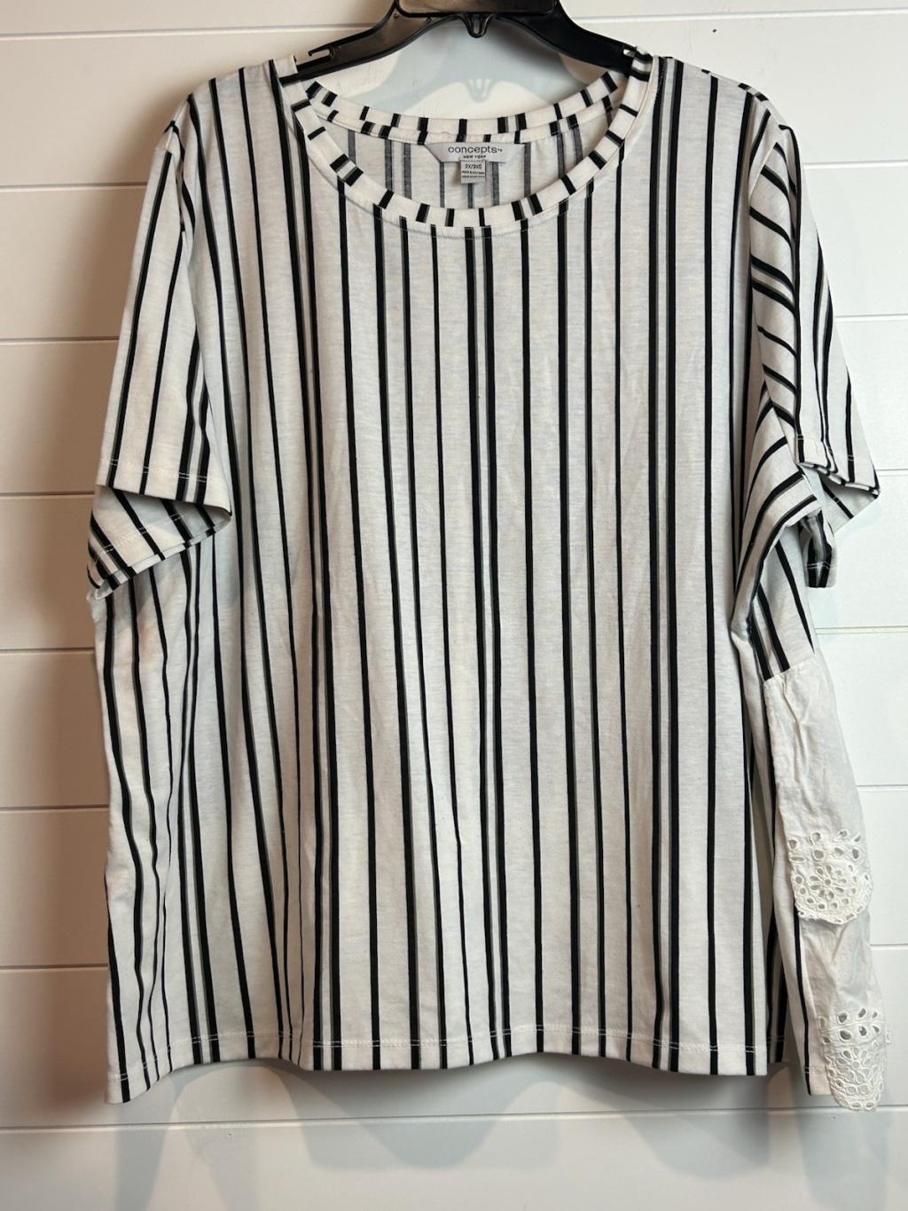 Concepts New York Top Women's Sz 3X Eyelet Trimmed Ruffle Back