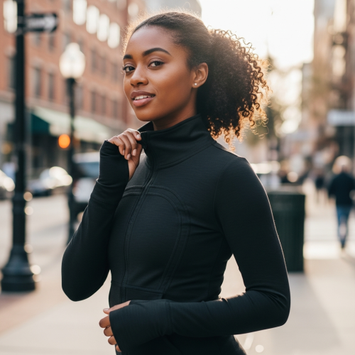 Black Women Yoga Jacket Full Zip Long Sleeve Size M/L/XL/XXL/3XL