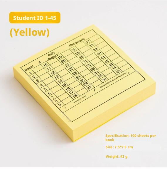 Post-it notes for homework registration-45 student ID number-yellow-100 sheets/1 copy