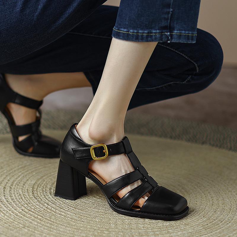 Baotou Hollow-out Sandals Women's Vintage