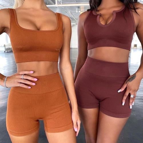 Seamless Knitted Sports Short-Sleeve Shorts Yoga Wear Yoga Set For Women