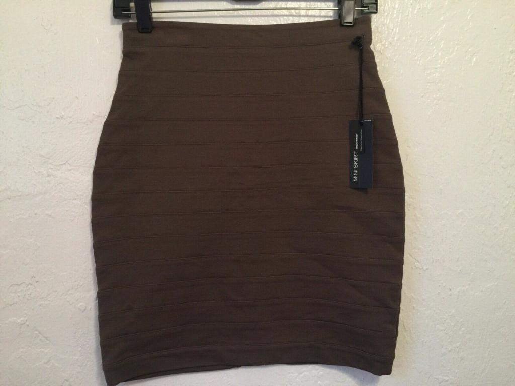 Express Women's Size 0 High Waist Mini Skit NWT Brown Form Fitting (77)