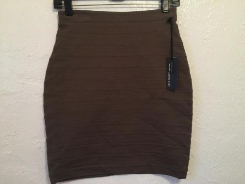 Express Women's Size 0 High Waist Mini Skit NWT Brown Form Fitting (77)