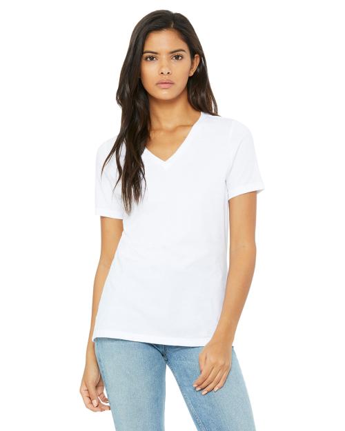 Bella + Canvas 6405 Ladies 100% Cotton T Shirt Relaxed Fit Jersey V-Neck T-Shirt