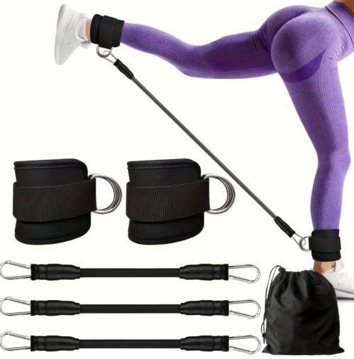 Fitness Workout Exercise Equipment Resistance Band Set Ankle Straps Yoga Elastic