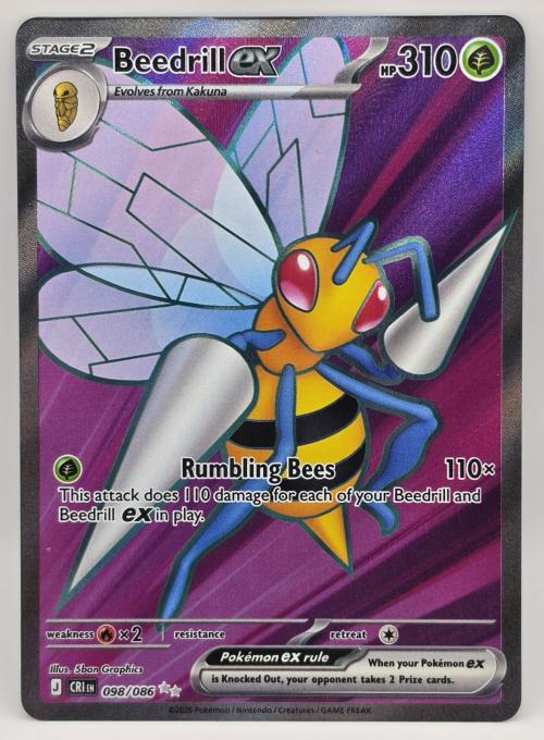 Beedrill ex 098/086 ME Chaos Rising Holo Full Art Ultra Rare Pokemon NM-MT