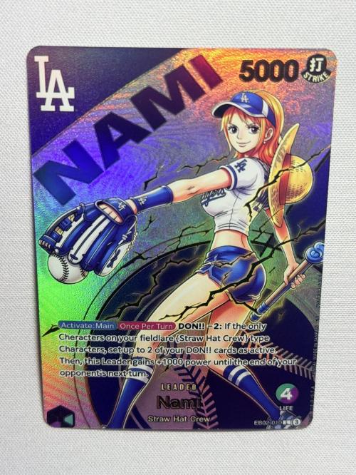 Nami One Piece Card - Sexy Waifu Holographic Los Angeles Dodgers Baseball Ohtani