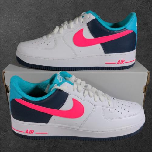 Nike Air Force 1 '07 Shoes White/Racer Pink Thunder Blue Men's 10.5 Women's 12