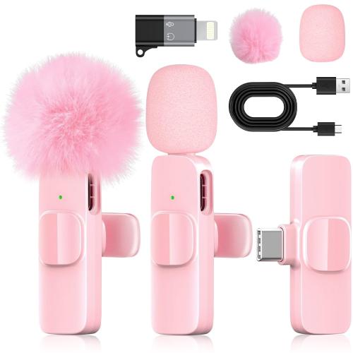 KoXeetech Pink Mini Wireless Microphone for iPhone & Android, mini, pink