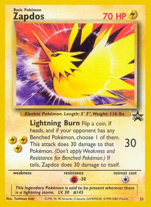 Pokémon TCG - Zapdos - 23 - Rare Promo - Pokemon The Movie 2000 [Moderate Play]