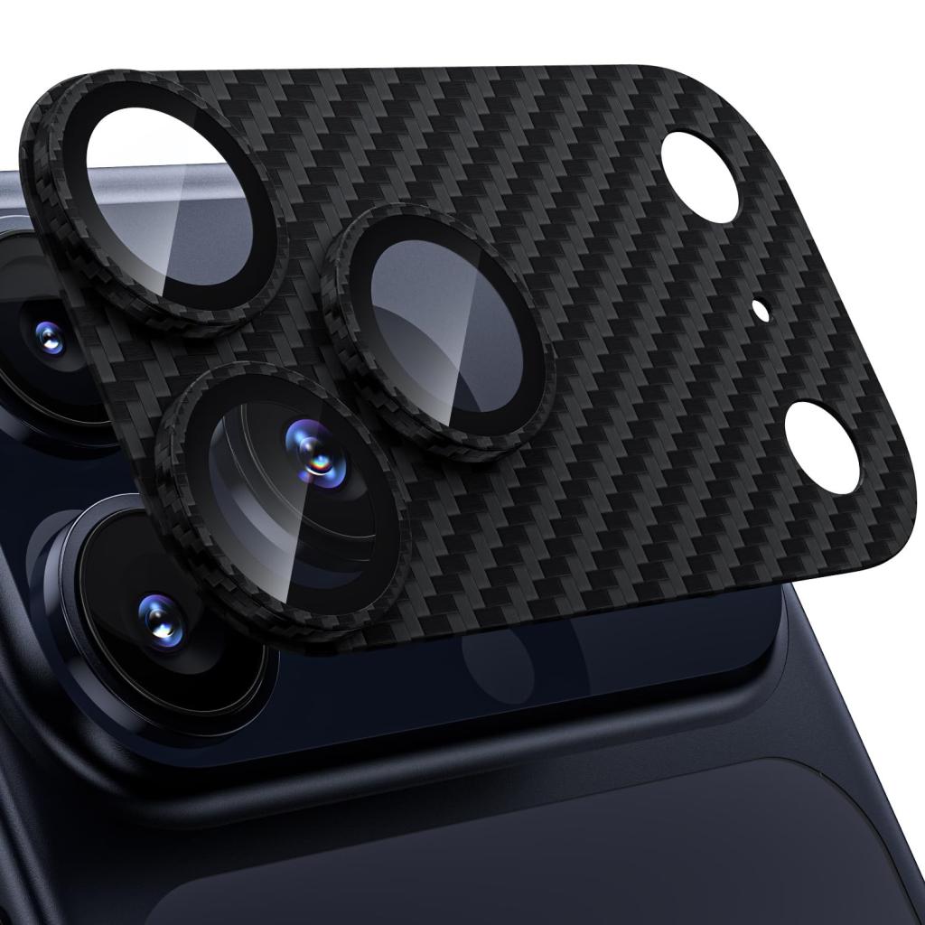 For iPhone 17 Pro Max/17 Pro Carbon Fiber Tempered Glass Camera Lens Protector