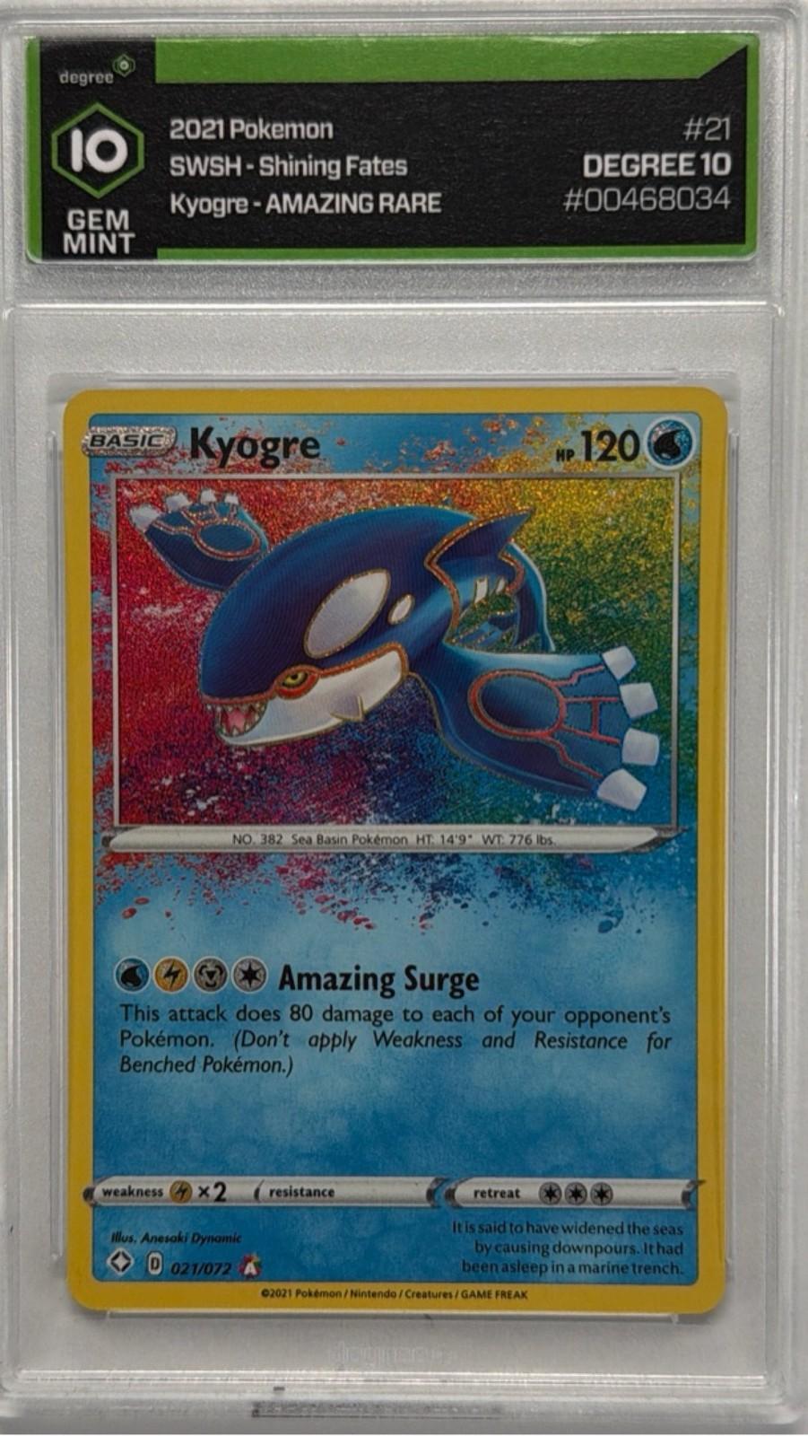 2021 Pokemon Kyogre SWSH Shining Fates #021/072 Amazing Rare Holo GEM MINT 10