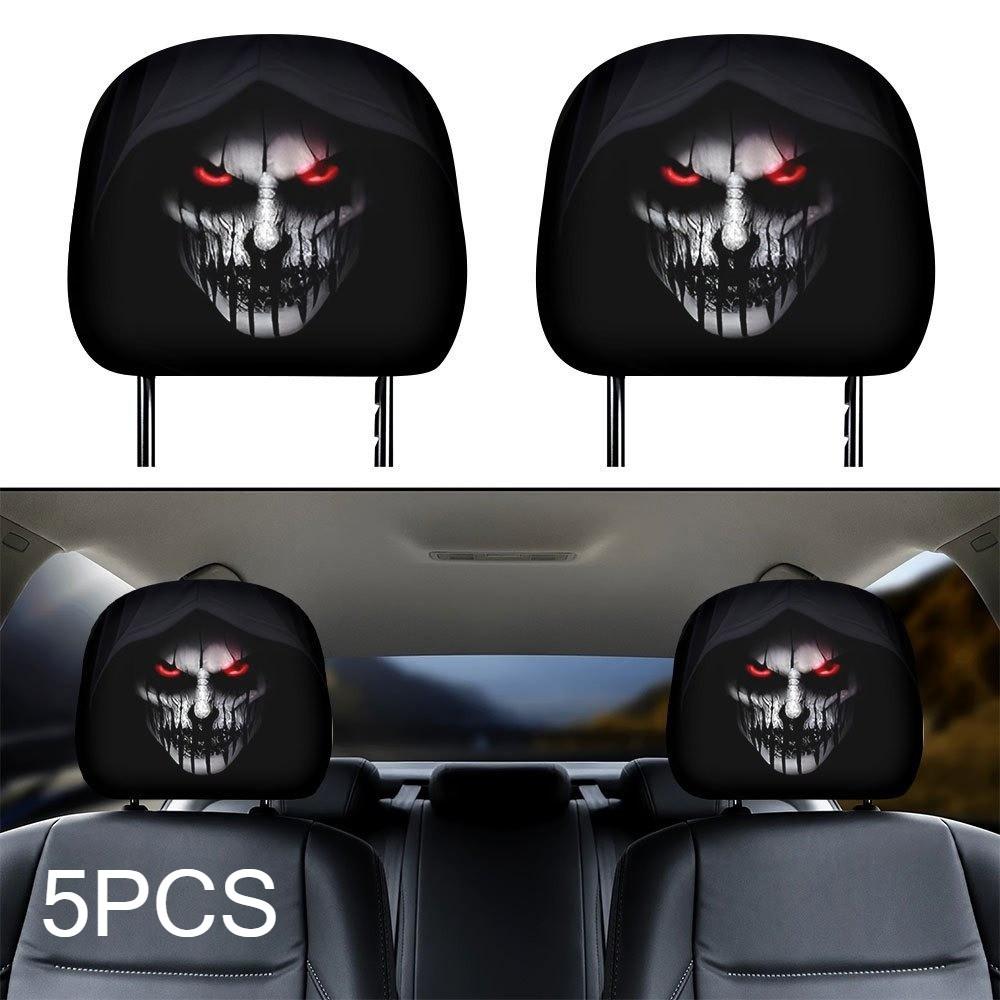 Horror Print Spooky Headrest Covers fits Halloween Car Party Interior Decoration