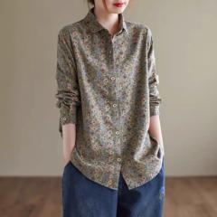 Spring New Arrival Womens Plus-size Floral Long-sleeve Shirt