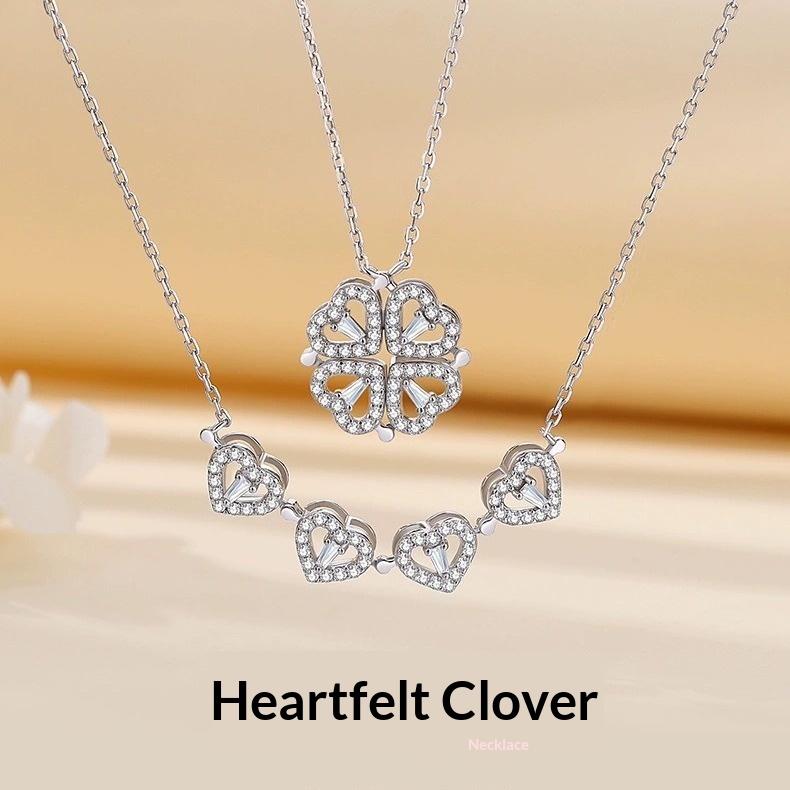 925 Sterling Silver Four-Leaf Clover NecklaceWear It In Two Ways