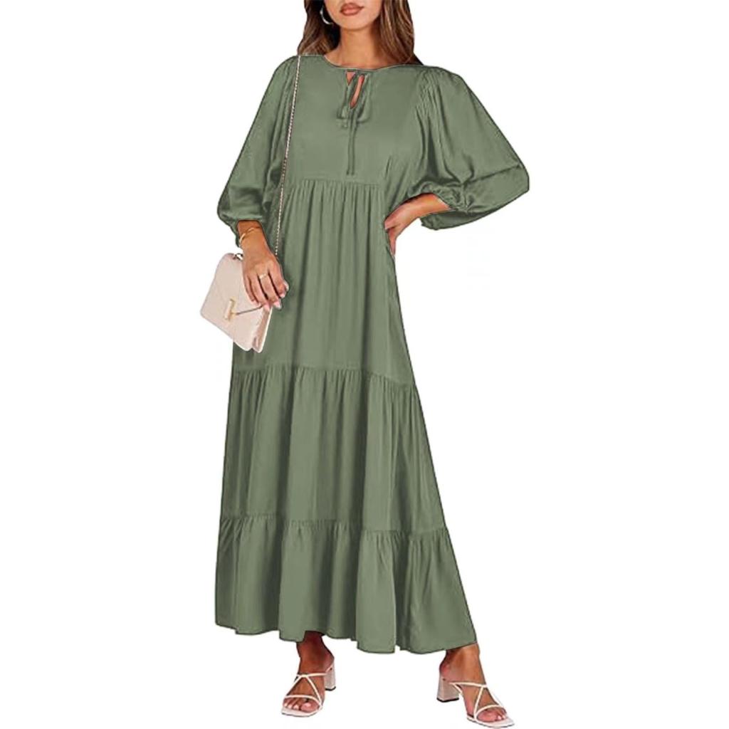 Geometric Print Puff Sleeve Dress Plus Size Women's Clothing