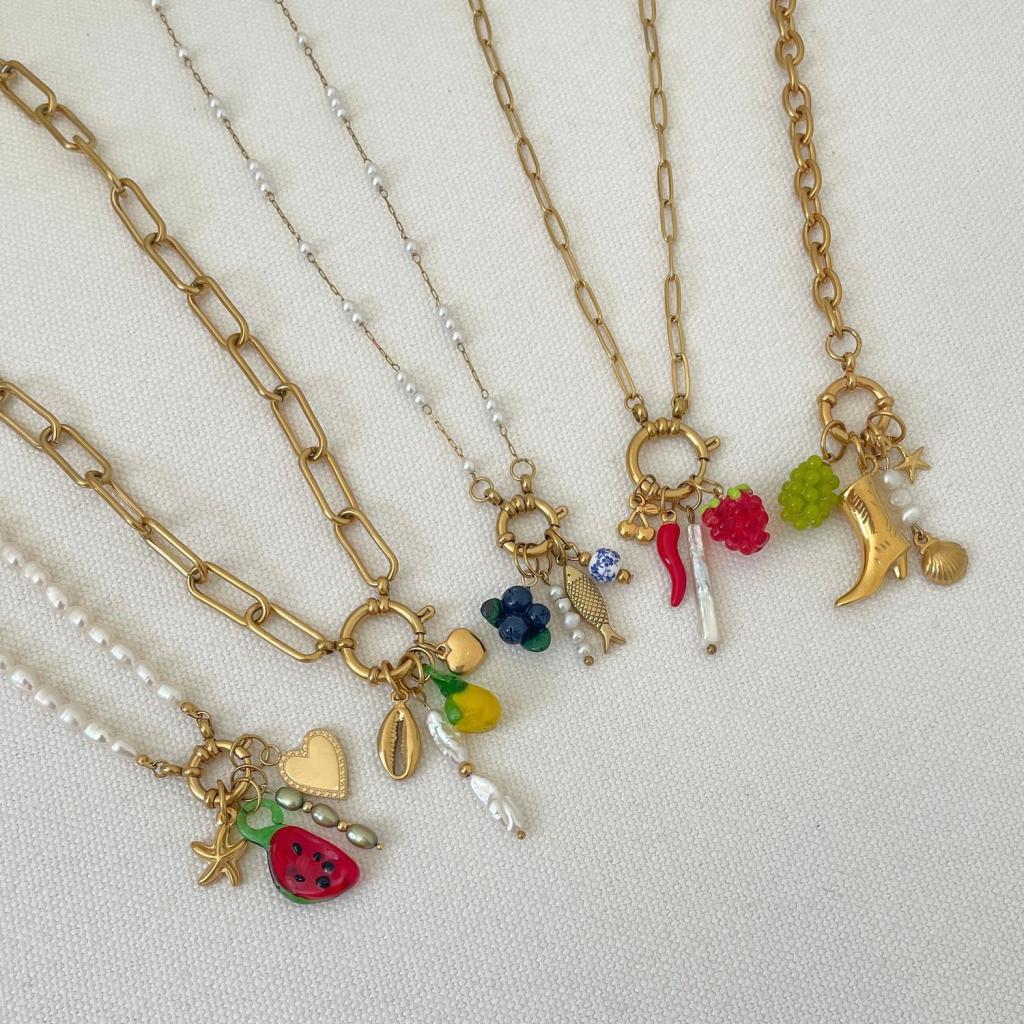 Stainless Steel Fruit Heart Boot Clavicle Chain