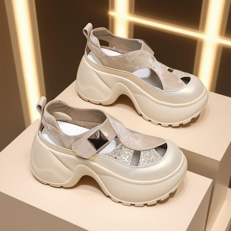 Fashionable Versatile Chunky-heel Height-increasing Womens Sandals