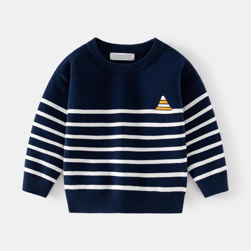 Boys Fine-striped Crew-neck Sweater Top