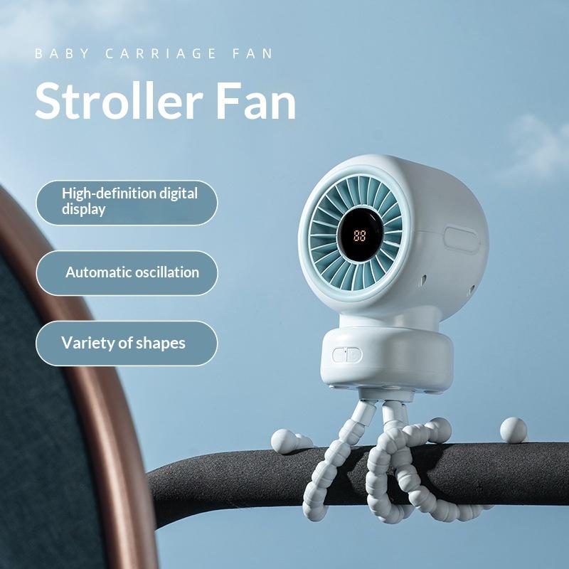 Baby Stroller Fan With A Swiveling Head Function