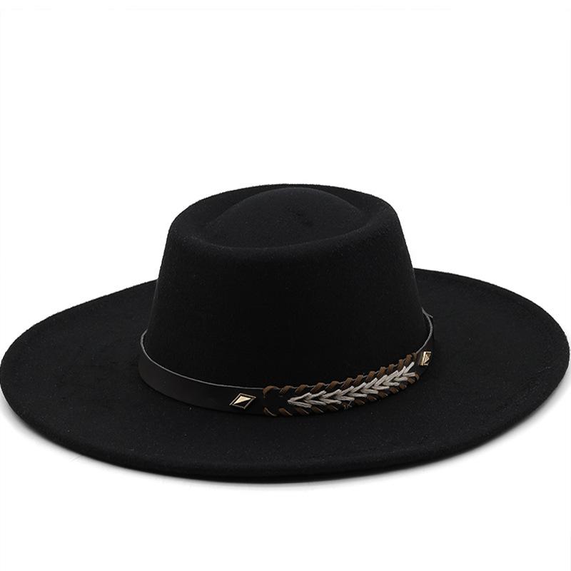 This Felt Hat Has A Dented Crown And Features A Wide Brim For Both Men And Women