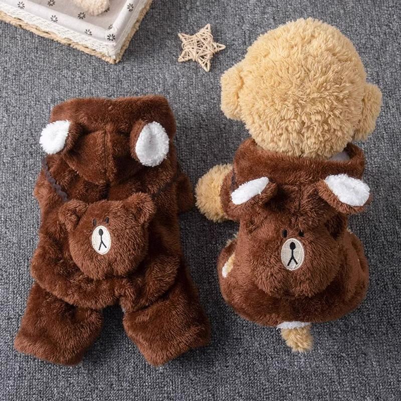 Winter Pet Clothing Teddy Bear-style Four-legged Outfit Fleece-lined And Extra-thick