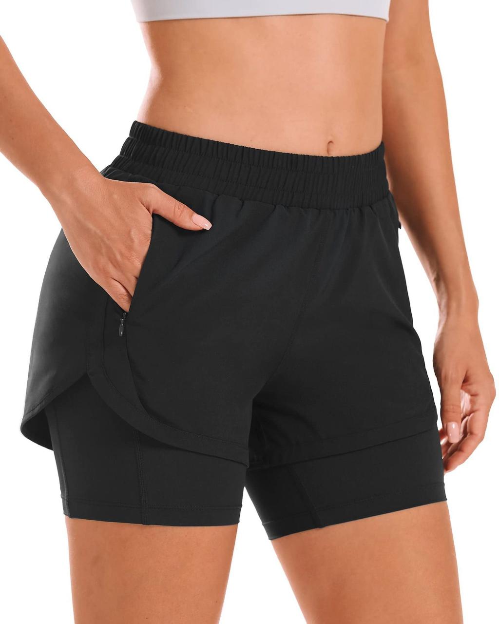 Summer Hot-Selling High-Waist Slimming Sports Fitness Shorts, Running Fake Two-Piece Anti-Exposur…