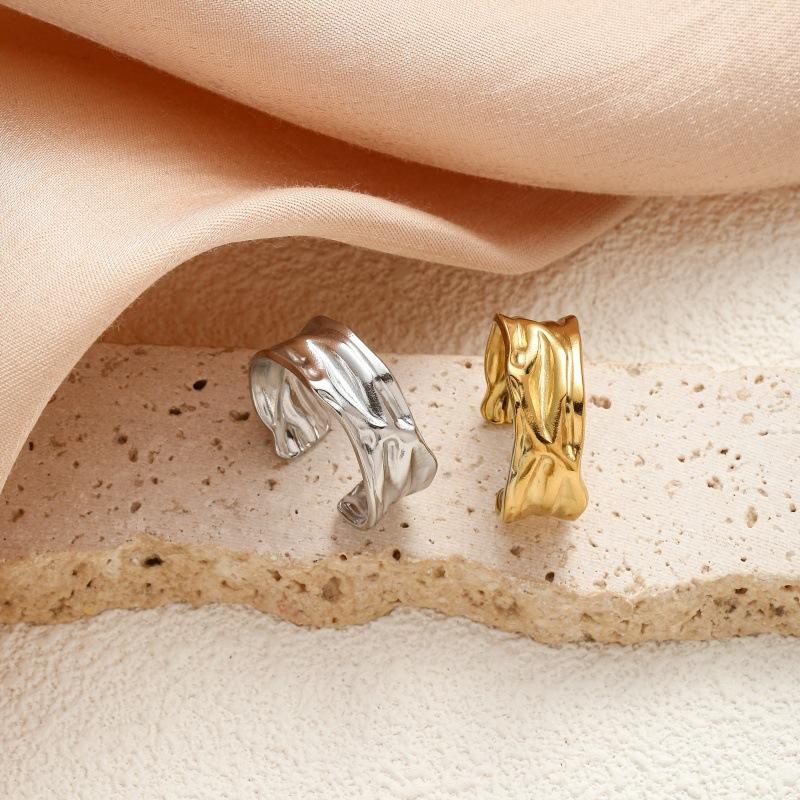 European And American High-End Style Adjustable Irregular Design Electroplated Ring Stainless Ste…