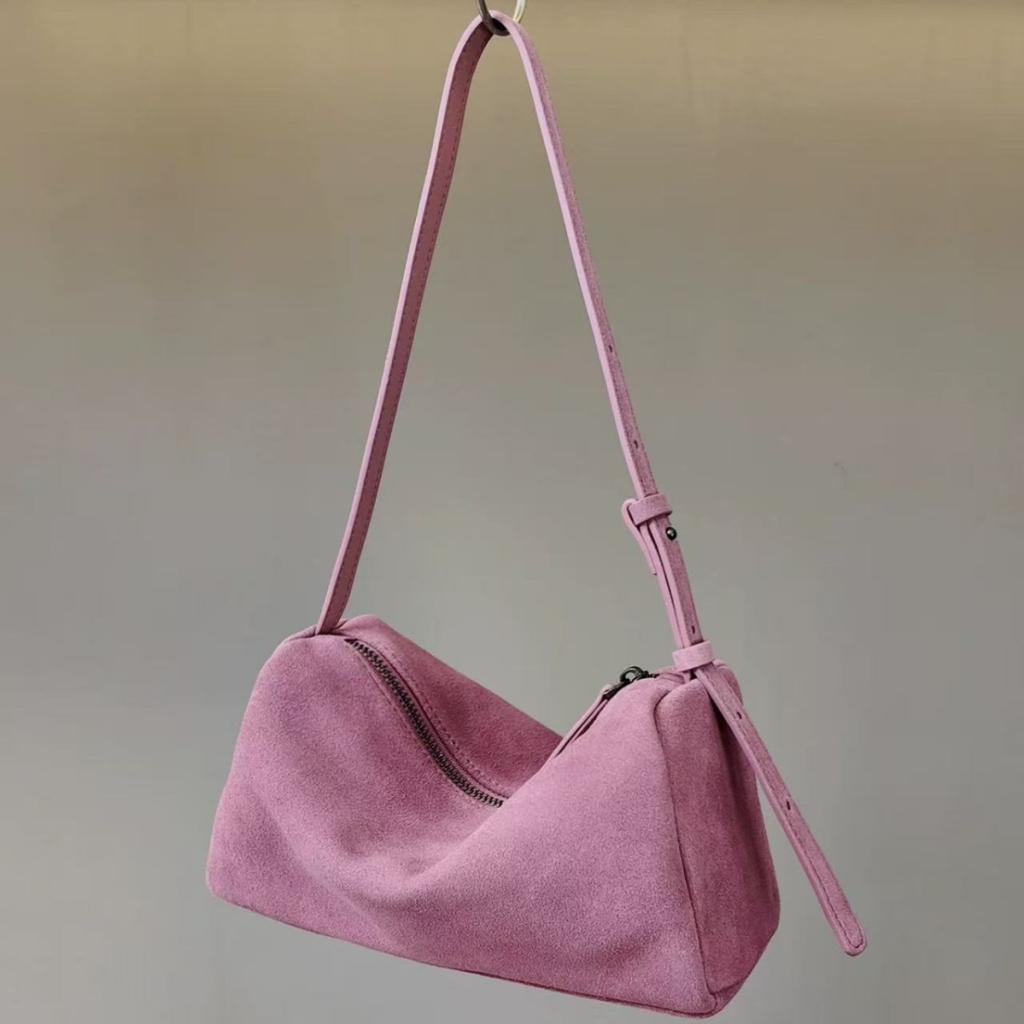 Solid-color Suede Soft-surface Versatile Womens Shoulder Bag
