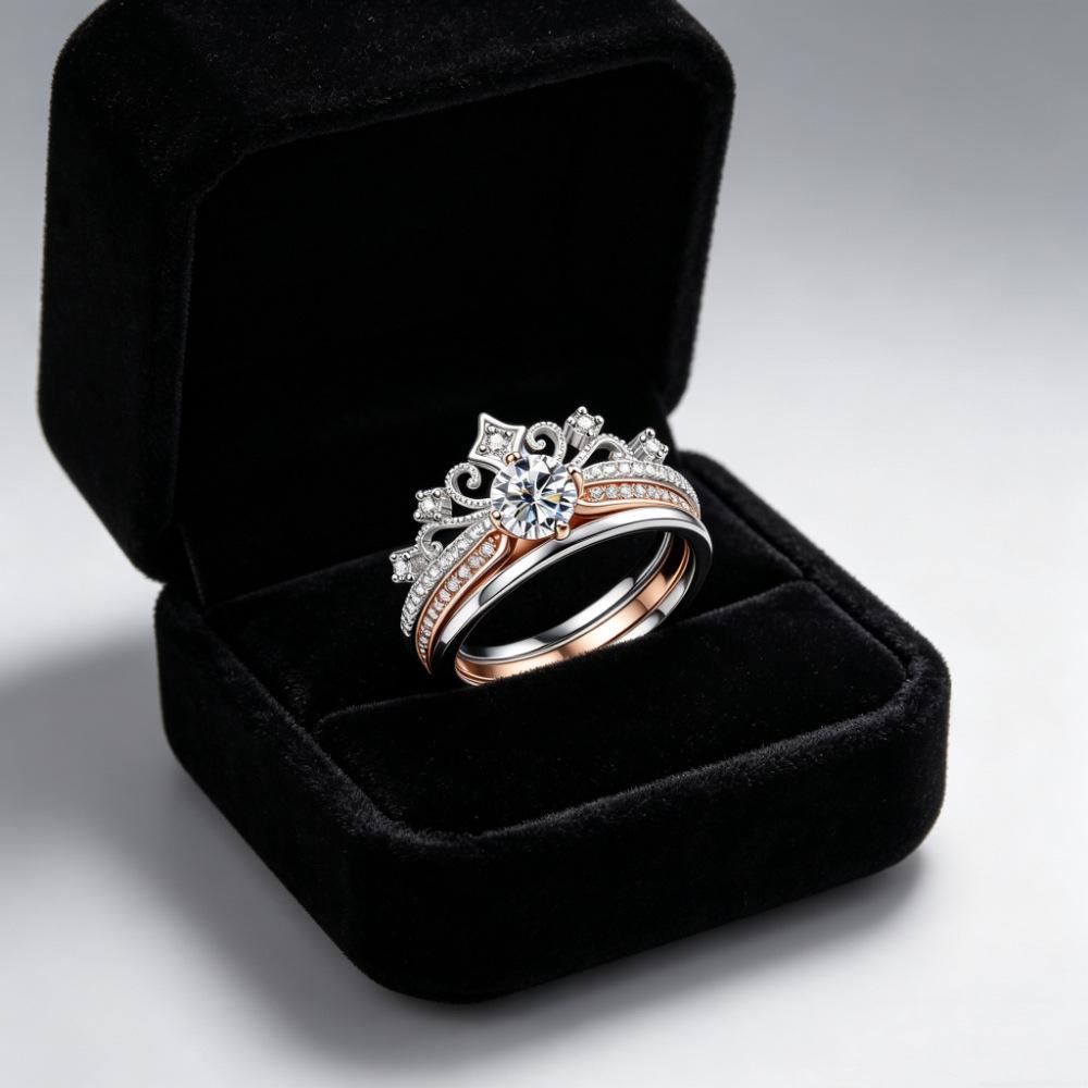 Stacked Moissanite Crown Ring