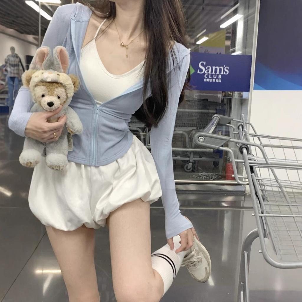 Summer Drawstring Hooded Sun-Protective Slim-Fit Set