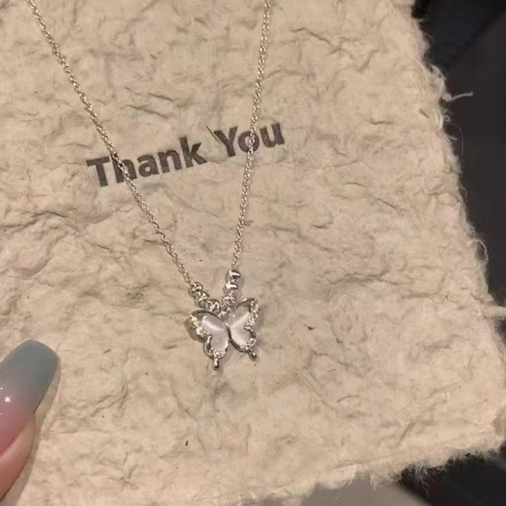 2026 New Exquisite Ice-Clear Butterfly Necklace With Skirt-Style Clavicle Chain For Women, Niche…