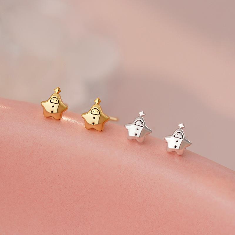 S999 Sterling Silver New-Style Star Stud Earrings