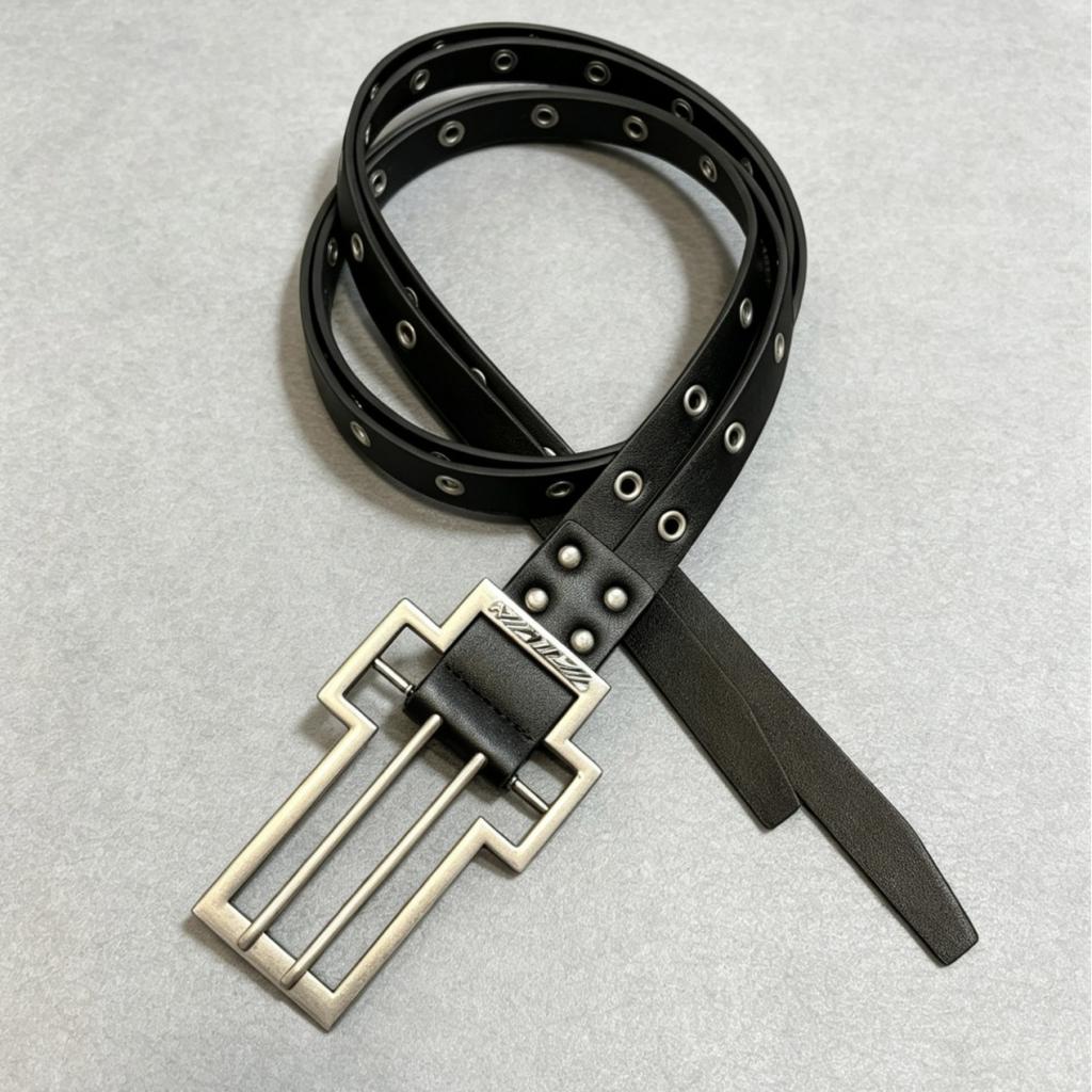 Fashionable Double-prong Buckle Belt Trendy Punk Style