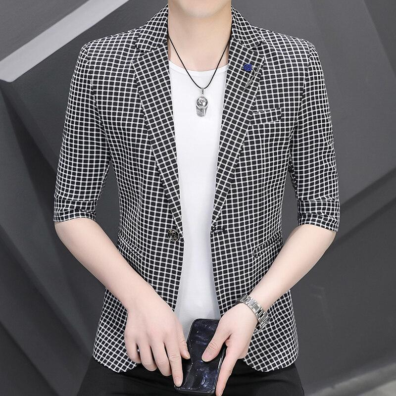 Hairdresser-printed Three-quarter-sleeve Blazer