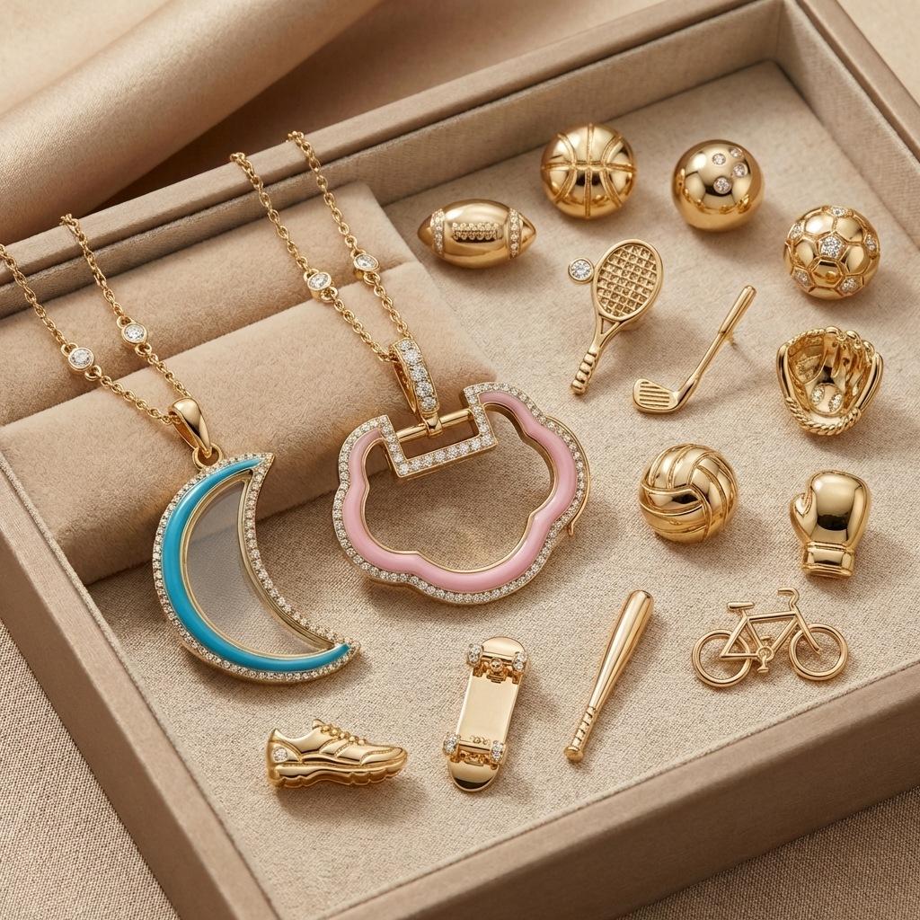 Box With Colorful Zircon Baseball Accessories