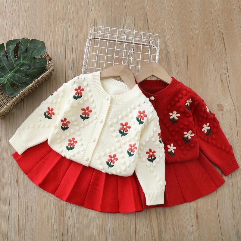 Two-piece Little Girl Coat And Sweater Set For Girls