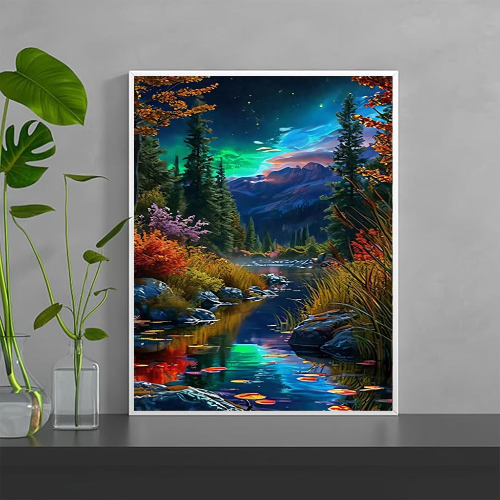 Landscape-themed 5D Diamond Painting DIY Fully Paved With Round-cut Rhinestones