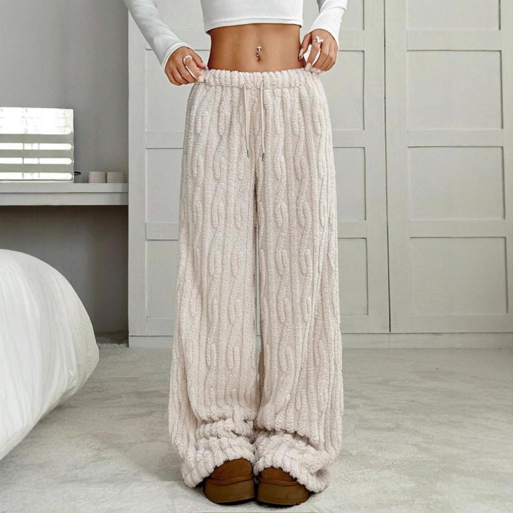 Front-lace Thermal Casual Jacquard Pants