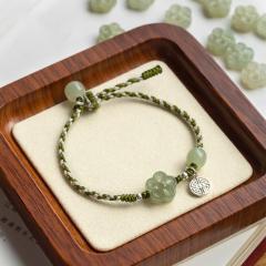 Natural Hetian Jade Plum Blossom Bracelet