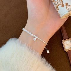Women Crushed Silver Pearl Beaded Bracelet, New Fashion Light Luxury Minimalist High Sense Niche…
