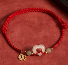 Natural Cinnabar Multicolor Red String Bracelet - Traditional Woven Design Unisex Jewelry Gift