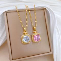 Titanium Steel Perfume Bottle Full Diamond Necklace Light Luxury Style Fashion Gorgeous Clavicle…