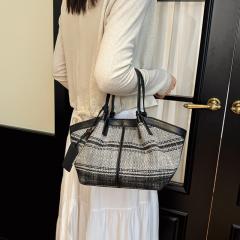 Light-luxury Color-block Striped Tote Bag For Women