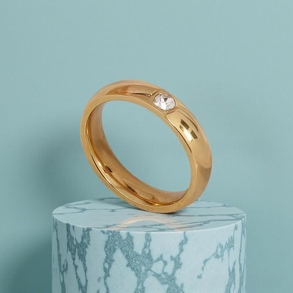 Non-fading Titanium Steel Ring With Diamonds