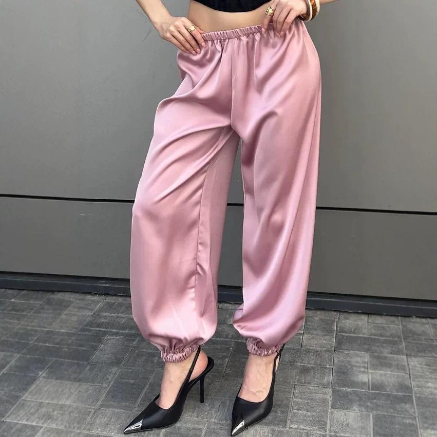 New Womens Satin Wide-leg Palazzo Pants
