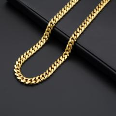Fashionable Stainless Steel Gold-colored Encrypted Flat-buckle Necklace