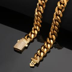 Titanium Steel Stainless Steel Gold-colored Encrypted New-style Curved Ear Stud Mens Necklace Acc…